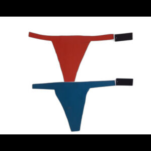 Youmita Large Seamless Laser Cut Thong (Ocean depths/Flame Scarlet) NWT 2 Pair